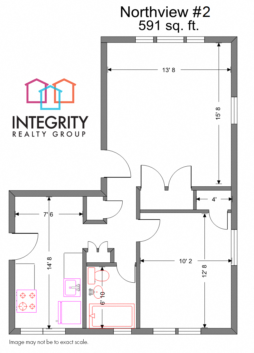 Floor plan for 1 bed, 1 bath, 748 sqft
